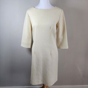 Vintage 60s Simpsons Sears Jacquard Dress Womens Medium Textured Wedding Minimal